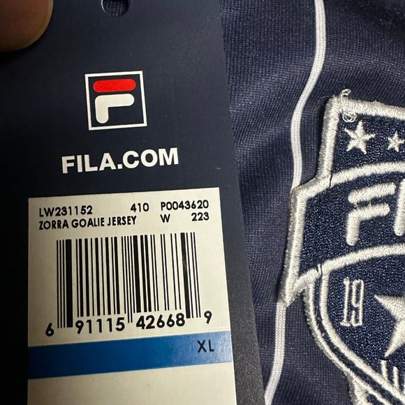 Fila Mens Navy Zorra Goalie Striped Rib Collar Long Sleeve Soccer Jersey Size XL - Picture 5 of 5